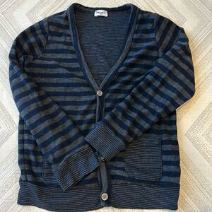 Splendid Boys Grey & Navy Striped Cardigan Button Down Shirt - Size 5/6